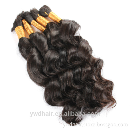 Unprocessed 8A Wholesale Indian Virgin Hair Full Cuticle Ponytail Bulk Hair Deep Wave Human Hair For Braiding Paypal Accept
